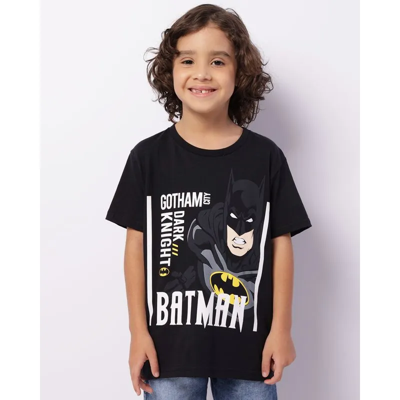 Camiseta Infantil Manga Curta DC Comics Batman Preta 10