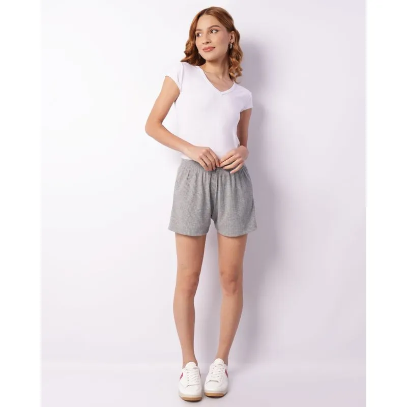 Short Feminino Canelado Cinza G