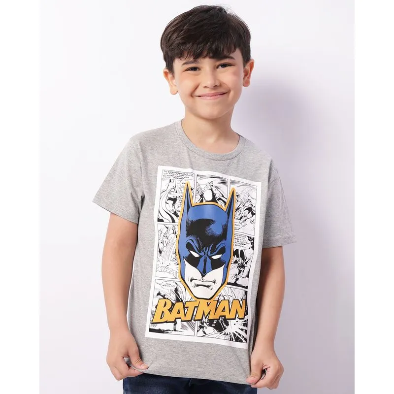 Camiseta Infantil DC Comics Batman Manga Curta Cinza 6