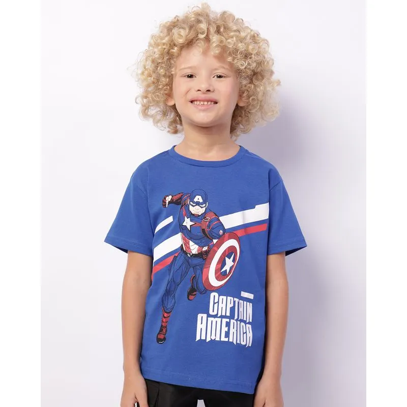 Camiseta Infantil Marvel Capitão America Manga Curta Azul 6
