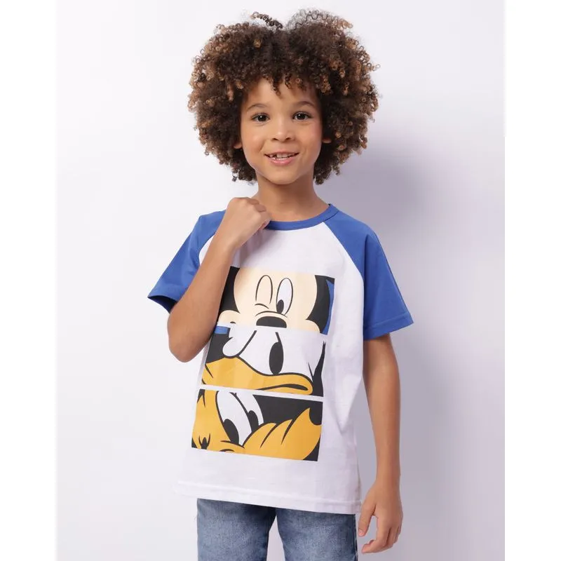 Camiseta Infantil Disney Mickey E Sua Turma Manga Raglan Branca 8