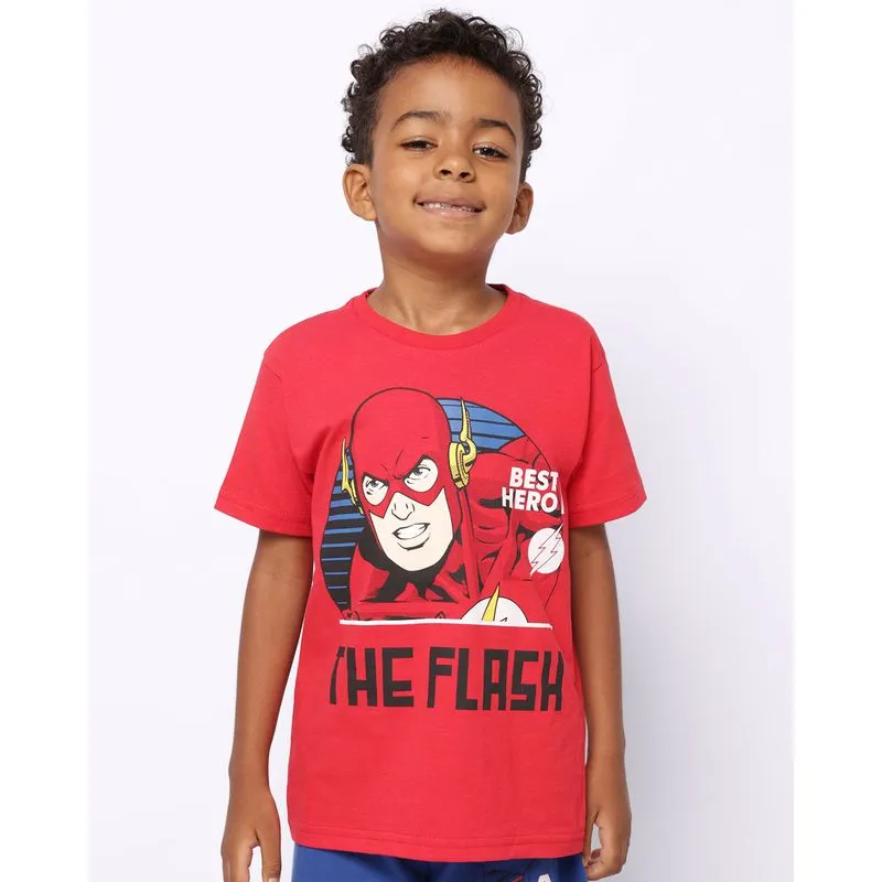 Camiseta Infantil Algodão DC Comics The Flash Manga Curta Vermelha 8
