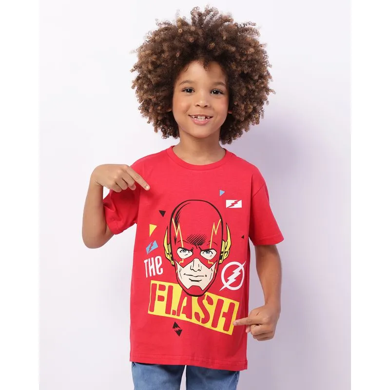 Camiseta Infantil Manga Curta DC Comics Flash Vermelha 10