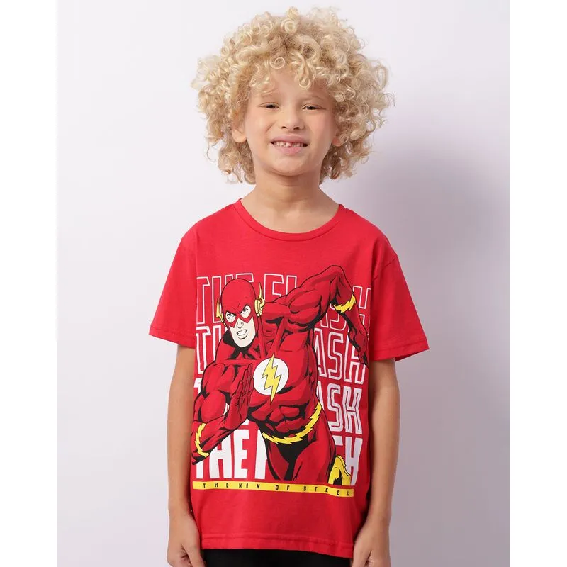 Camiseta Infantil DC Comics Flash Manga Curta Vermelha 8