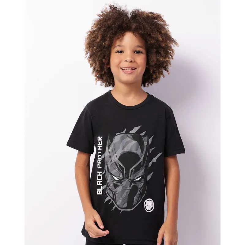Camiseta Infantil Marvel Pantera Negra Manga Curta Preta 4
