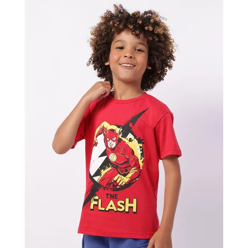 Camiseta Infantil Algodão DC Comics Flash Manga Curta Vermelha 4