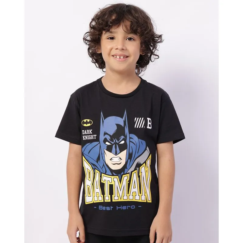 Camiseta Infantil Algodão DC Comics Batman Manga Curta Preta 4