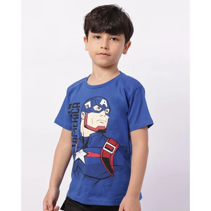 Camiseta Infantil Algodão Marvel Capitão América Azul 4