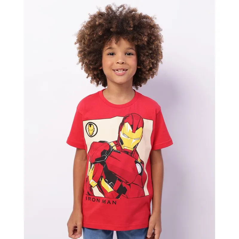 Camiseta Infantil Manga Curta Marvel Homem de Ferro Vermelha 8