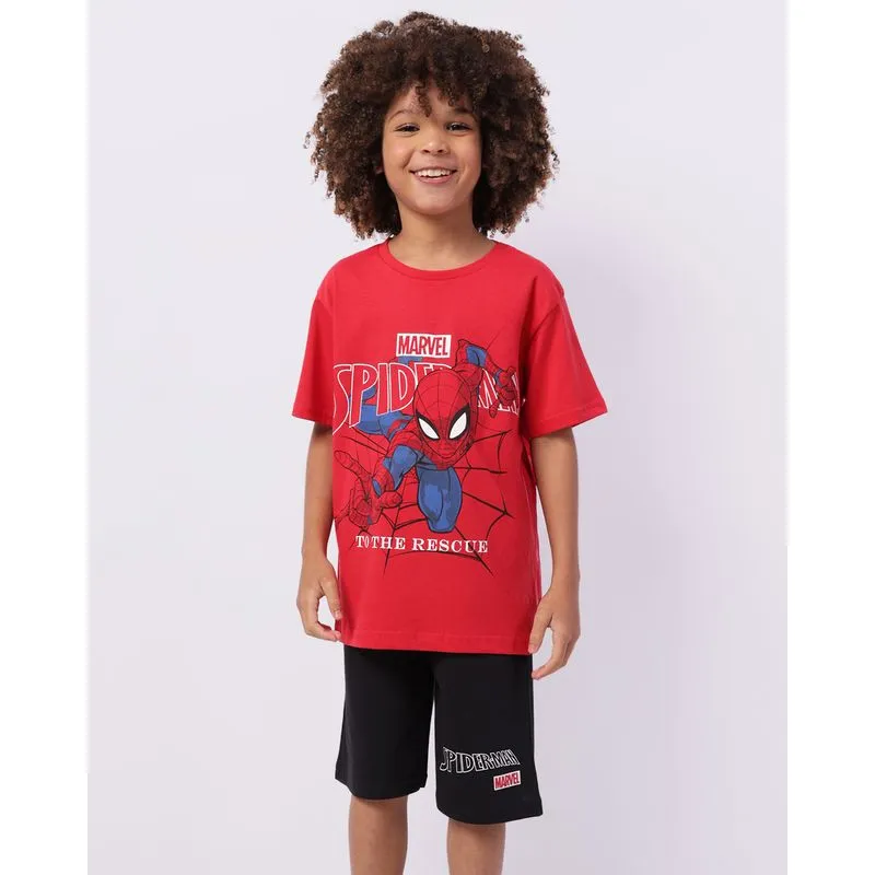 Conjunto Infantil Curto Marvel Homem Aranha Vermelho 10