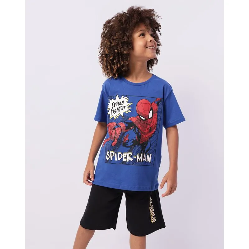 Conjunto Infantil Curto Marvel Homem Aranha Azul 6