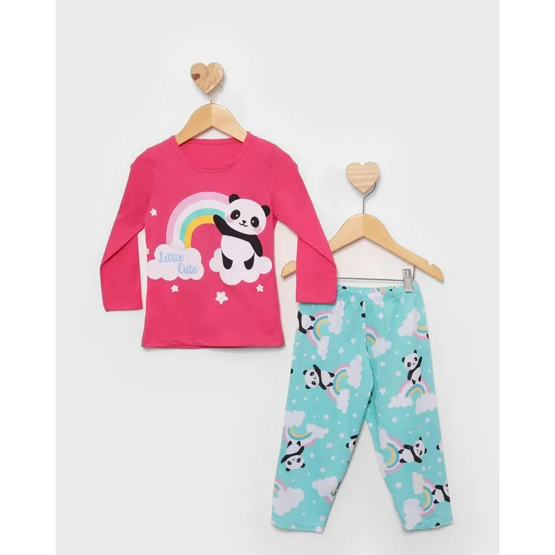 Pijama Bebê Estampado Ursinho Panda Manga longa Rosa 1