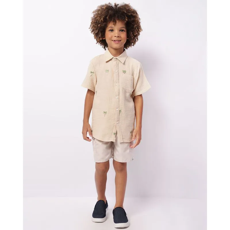 Bermuda Infantil Reta Bolso Cargo Bege 8