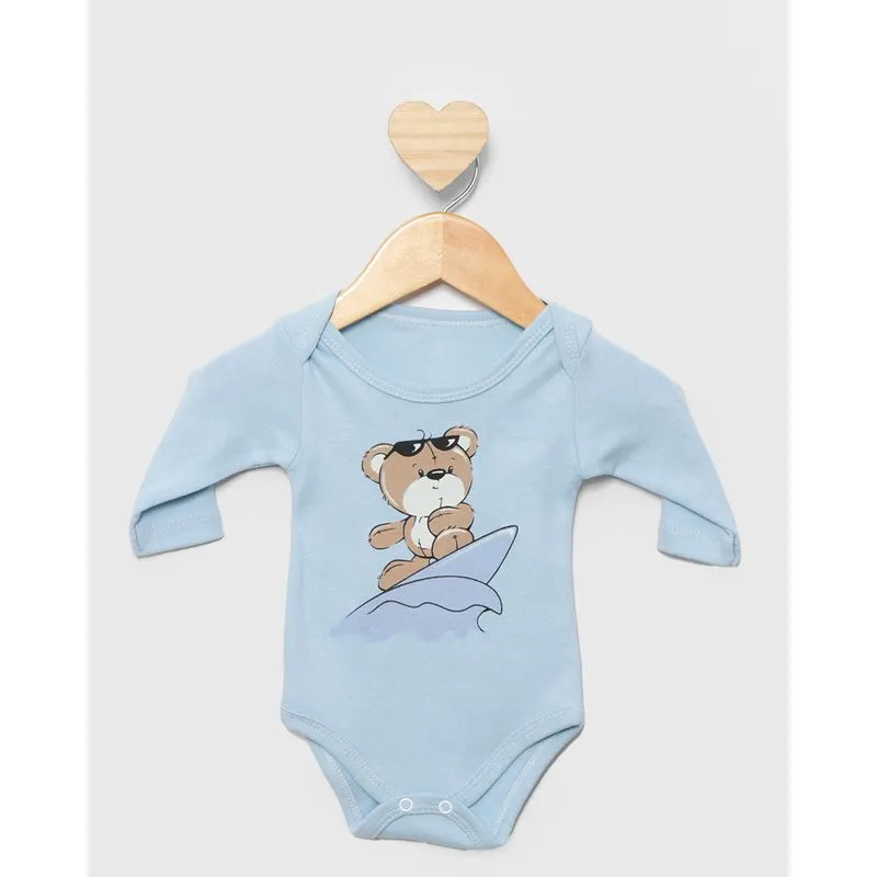 Body Bebê Manga Longa Estampa Sortida Azul M