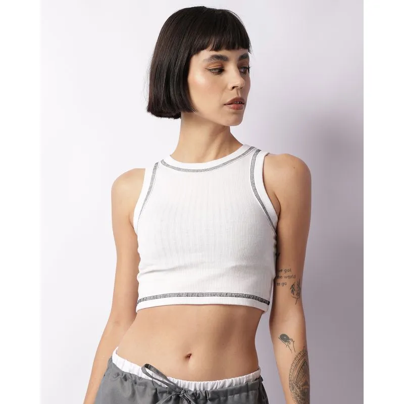 Regata Feminina Cropped Canelada Branca G