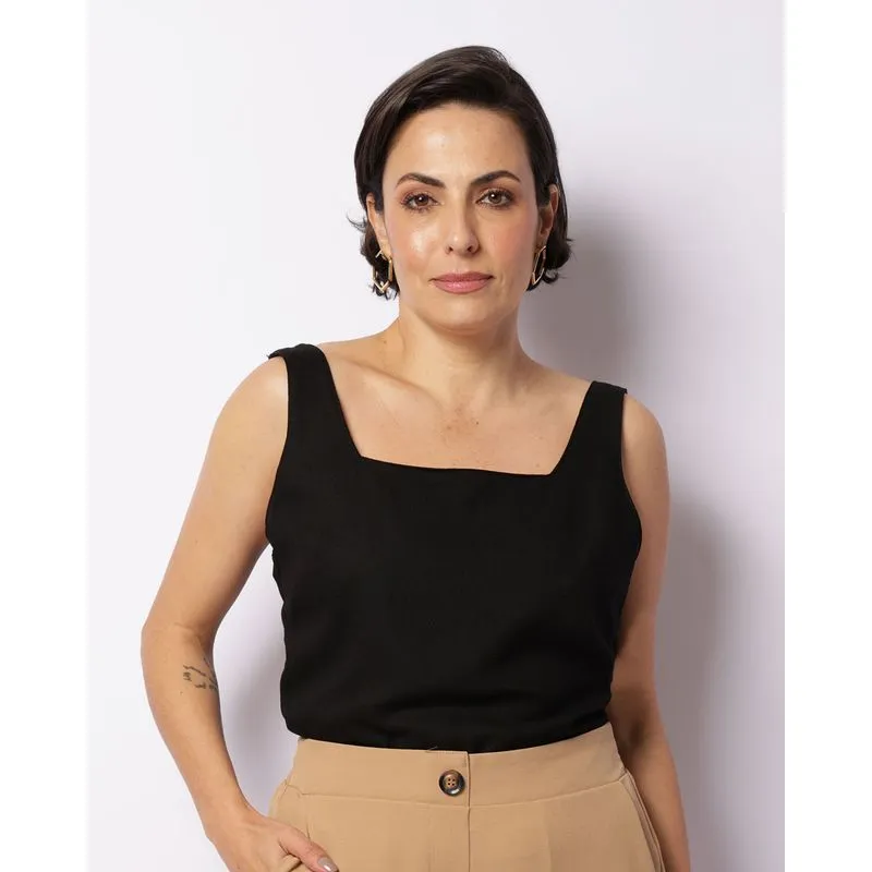 Regata Feminina Viscolinho Preta P