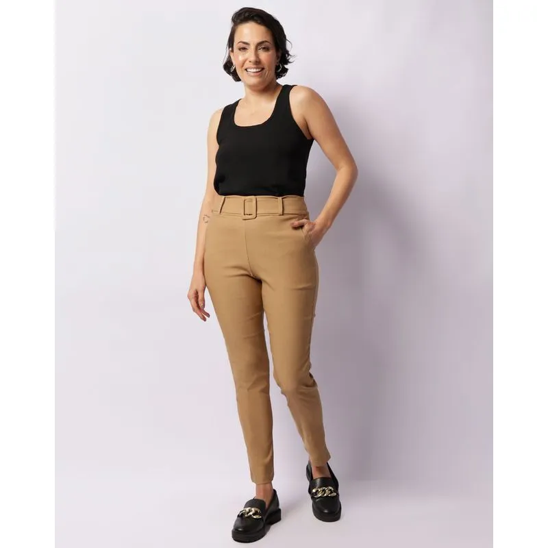 Calça Feminina Bengaline Com Cinto Bege M