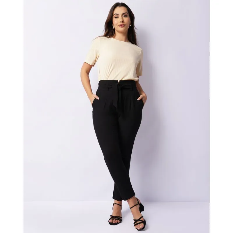 Calça Feminina Twill Com Bolsos Preta P
