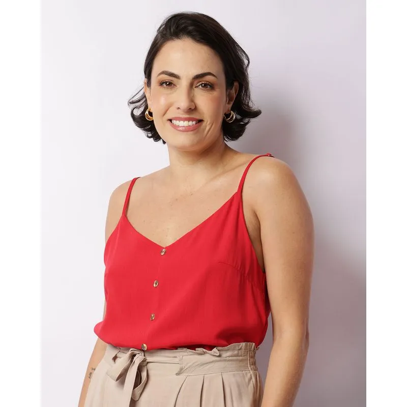 Regata Feminina Alça Ajustável Viscose Vermelha P