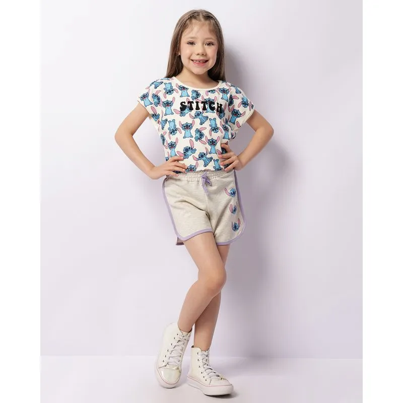 Short Infantil Curto Moletinho Stitch Cinza 8
