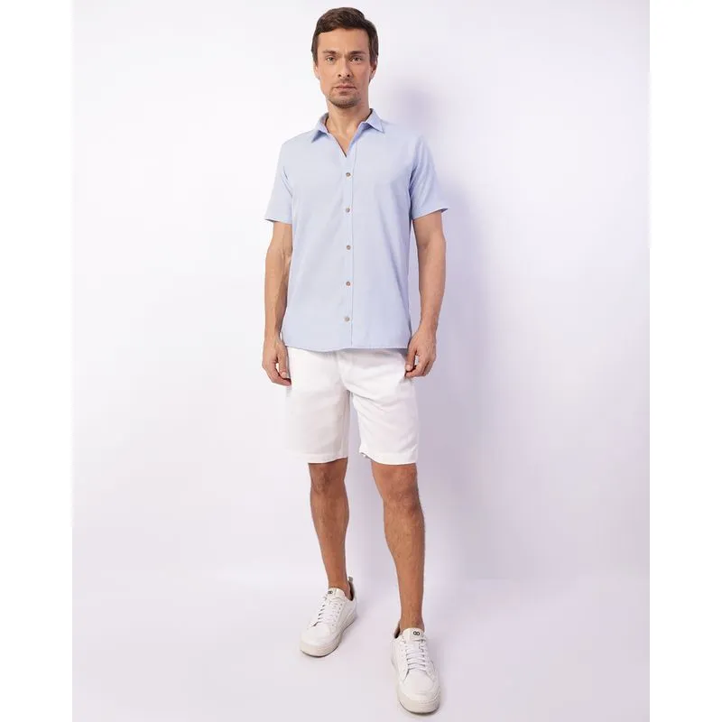 Bermuda Masculina Reta Viscolinho Com Cordão Branca P