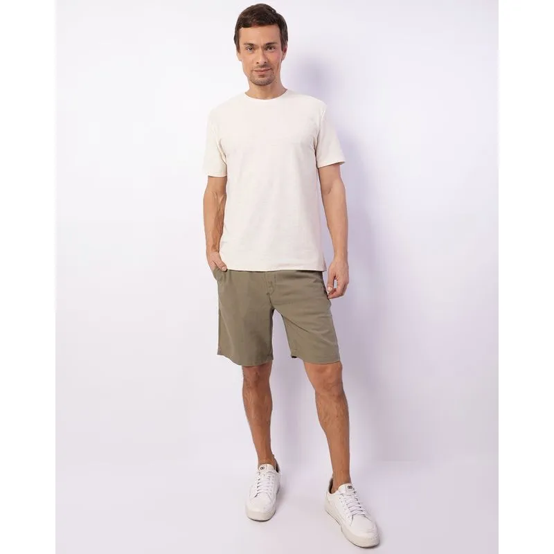 Bermuda Masculina Reta Viscolinho Bolsos Verde G