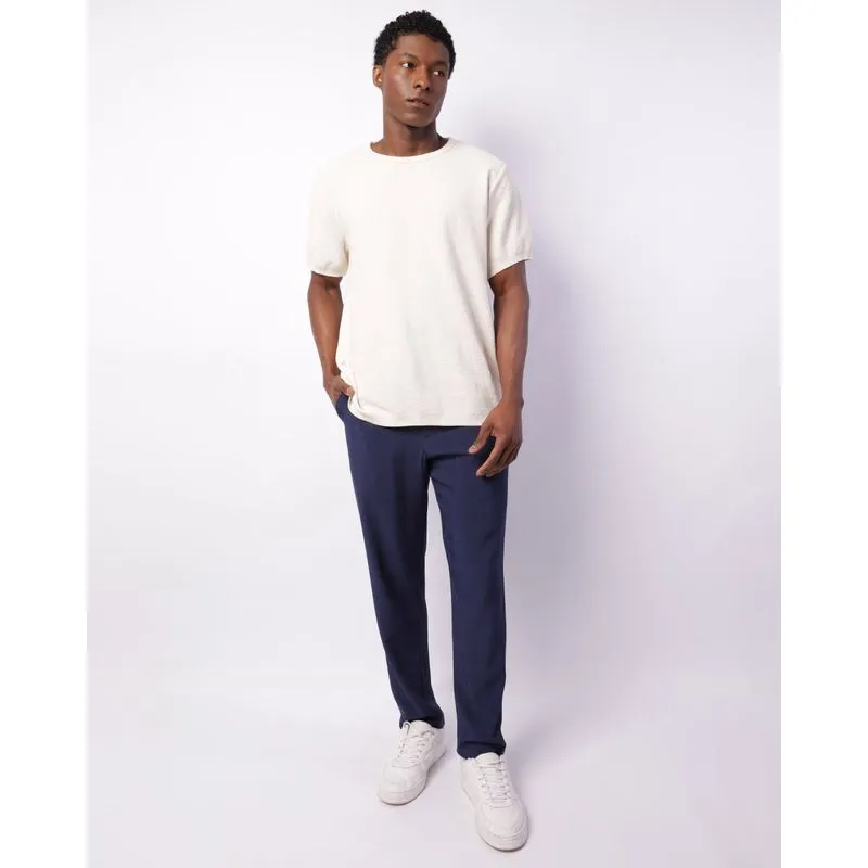 Calça Social Masculina Reta Neoprene Marinho GG
