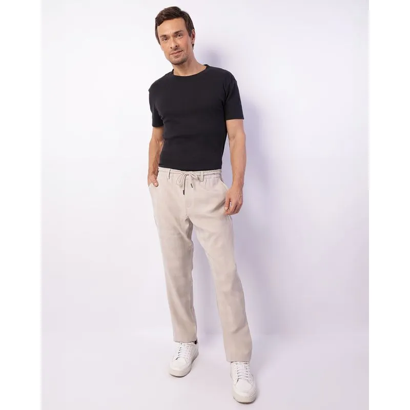 Calça Social Masculina Reta Neoprene Xadrez Bege G