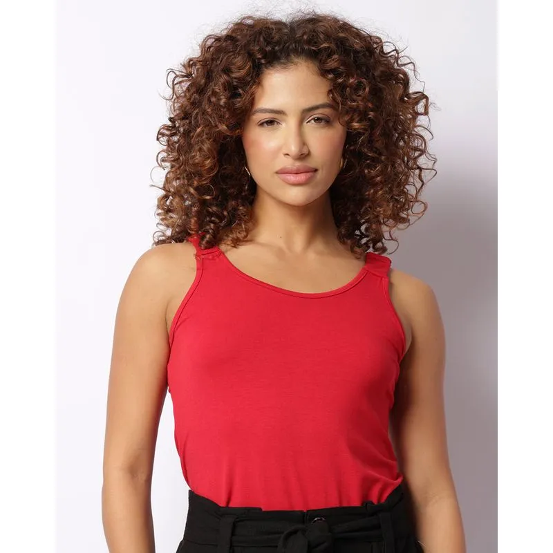 Regata Feminina Viscose Alças Com Elástico Vermelha P