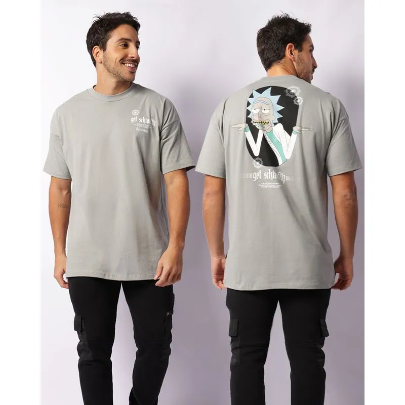 Camiseta Masculina Warner Rick And Morty Frente E Costas Cinza P