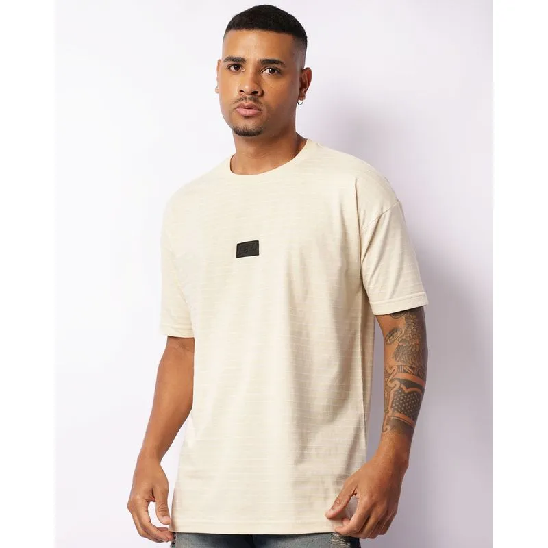 Camiseta Masculina Maquinetada Manga Curta Bege GG