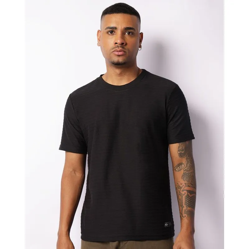 Camiseta Masculina Maquinetada Manga Curta Preta G