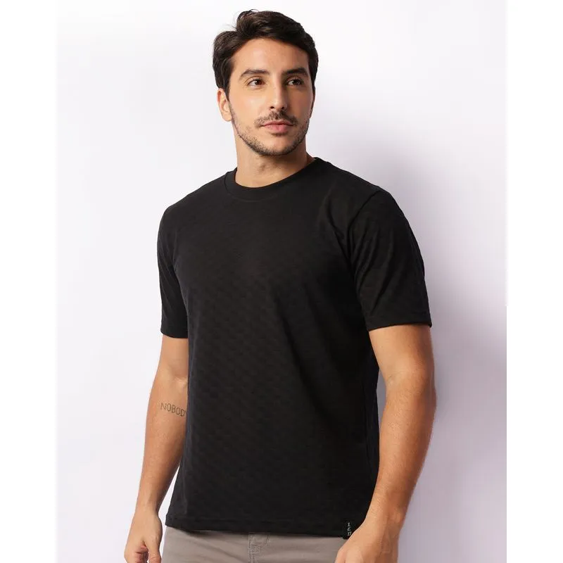 Camiseta Masculina Maquinetada Manga Curta Preta M