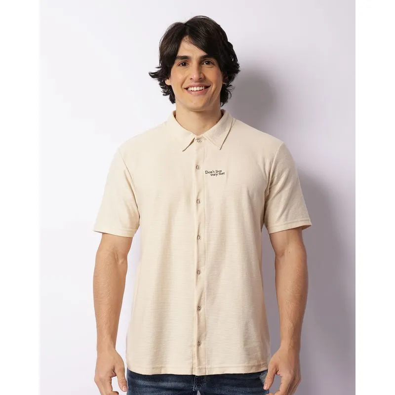 Camisa Masculina Maquinetada Com Bordado Off White M