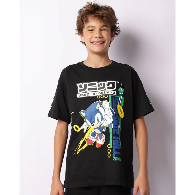 COMERCIAL - INATIVAR (EMAIL 08/07/26) Camiseta Juvenil Oversized Sonic Manga Curta Preto 16