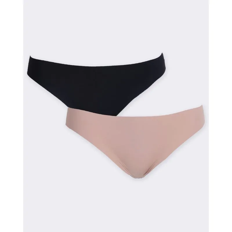 Kit 2 Calcinhas Feminina Biquíni Sem Costura Bege E Preta G
