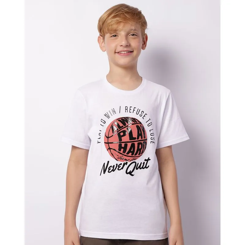 Camiseta Juvenil Estampa Basquete Manga Curta Branca 12