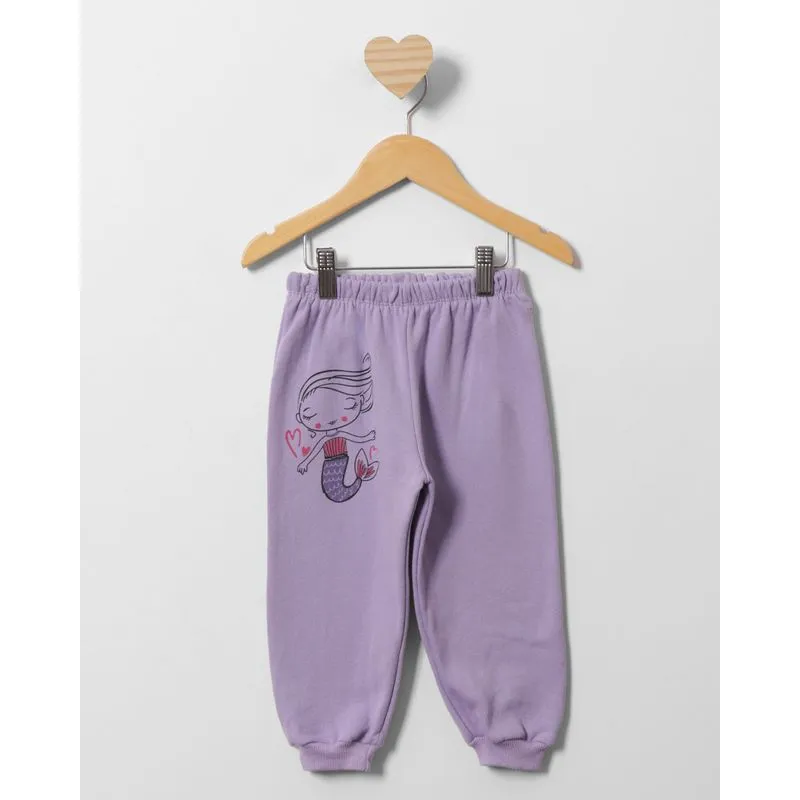 Calça Moletom Bebê Peluciada Jogger Estampa Sortidas Lilás 3