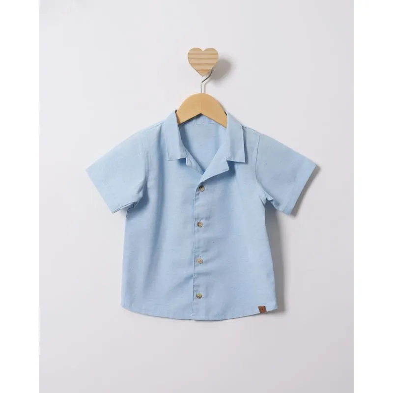 Camisa Bebê Manga Curta Gola Dobrável Azul 3