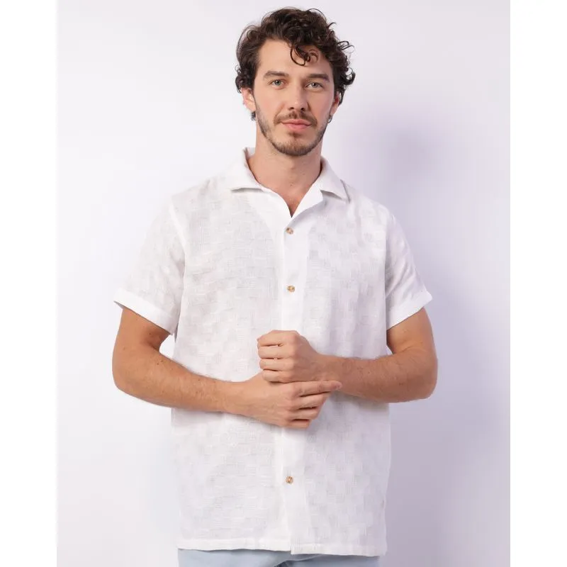 Camisa Masculina Manga Curta Maquinetada Branca G