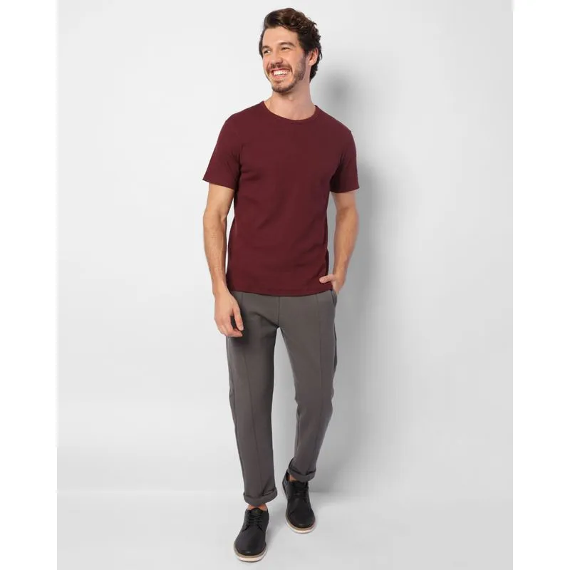 Calça Moletom Masculina Alfaiatada Peluciada Cinza GG