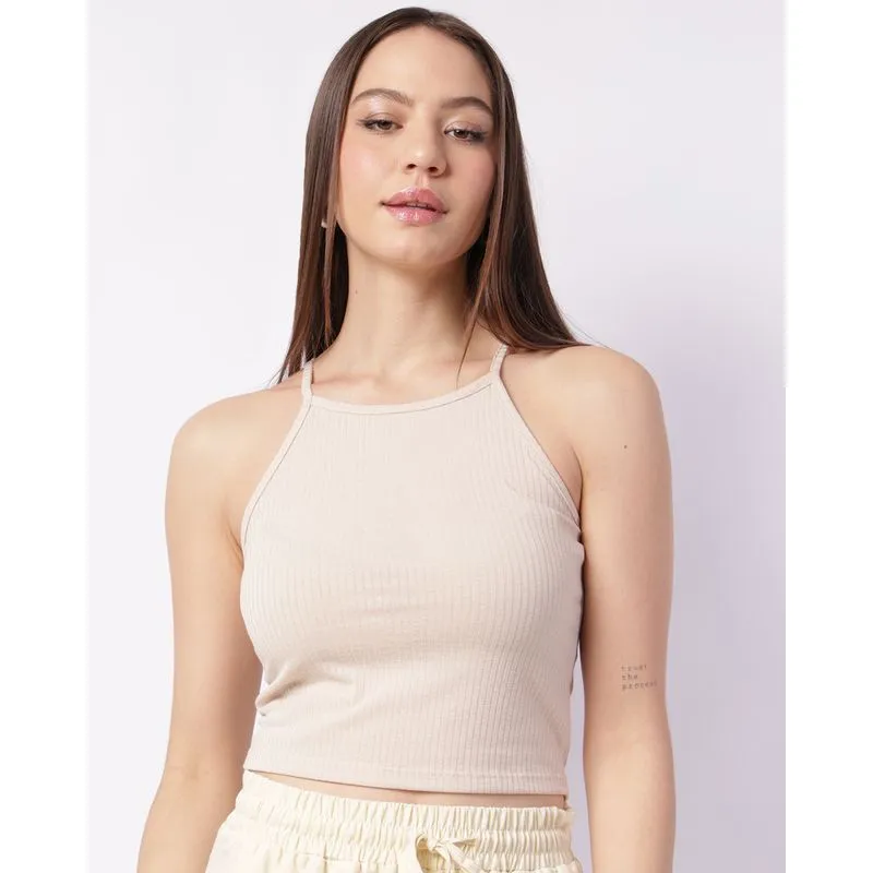 Blusa Feminina Alcinha Canelada Bege M