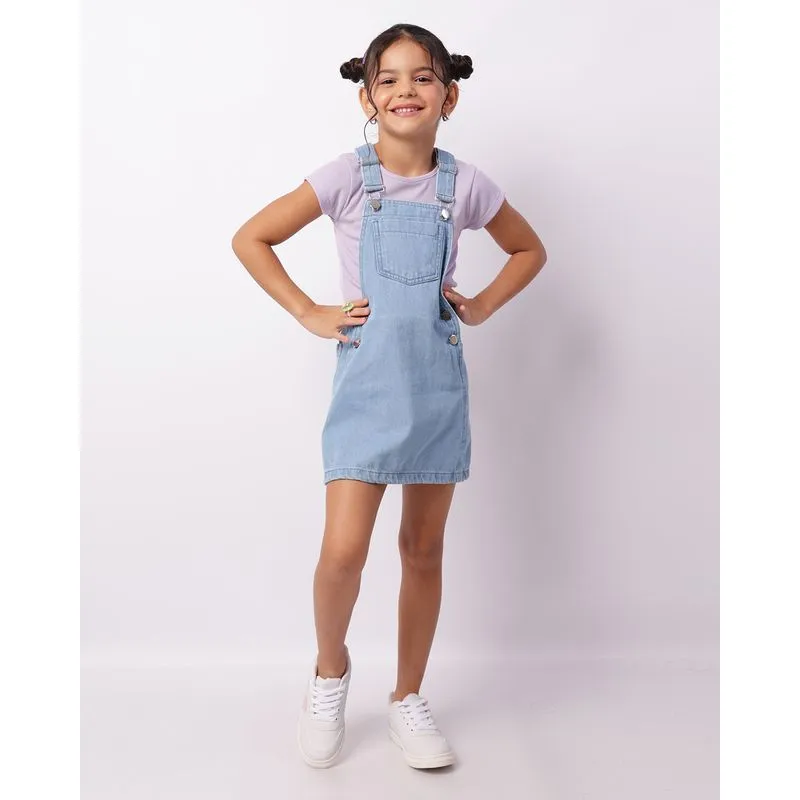 Salopete Jeans Curta Infantil Com Bolsos Azul 6