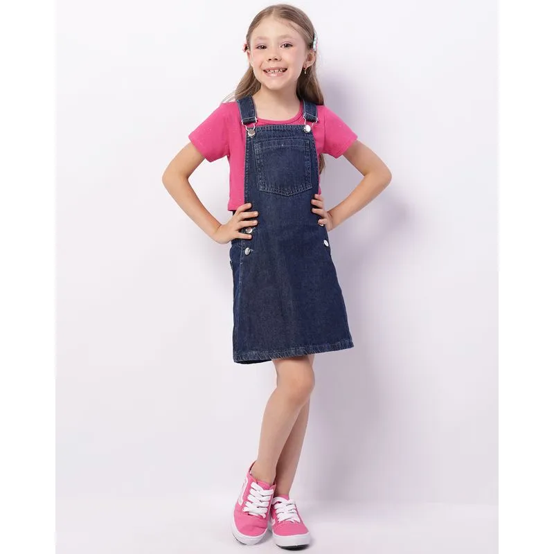 Salopete Jeans Curta Infantil Com Bolso Azul 6