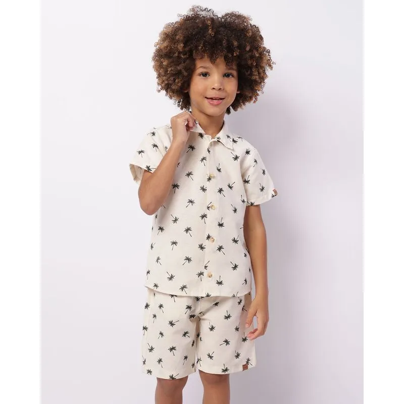 Conjunto Infantil Curto Estampado Bege 4