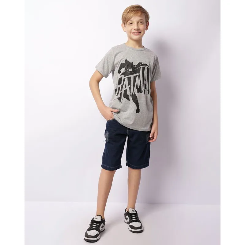 Bermuda Jeans Juvenil Reta Puídos Com Bolsos Azul 16