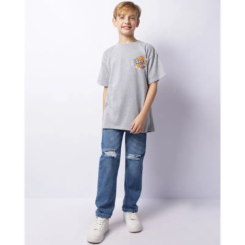 Calça Jeans Juvenil Reta Com Rasgos Puídos Azul 14