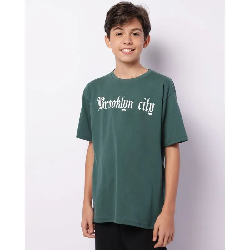 Camiseta Juvenil Estampa Brooklin Manga Curta Verde 12