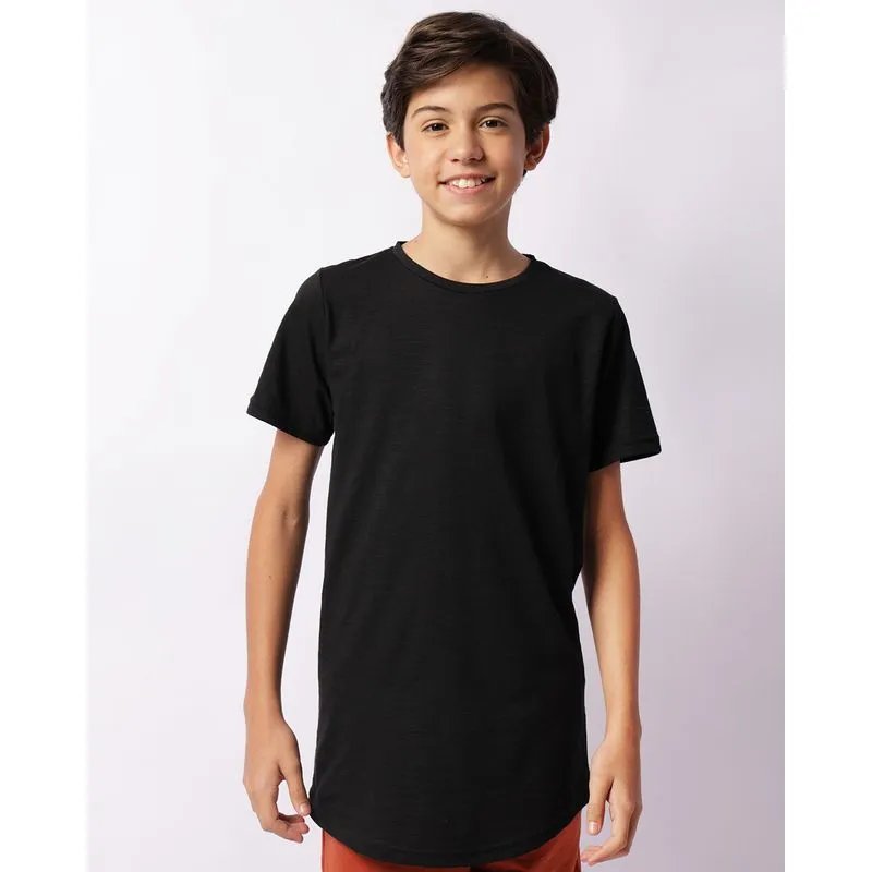 Camiseta Juvenil Flamê Longline Manga Curta Preta 14