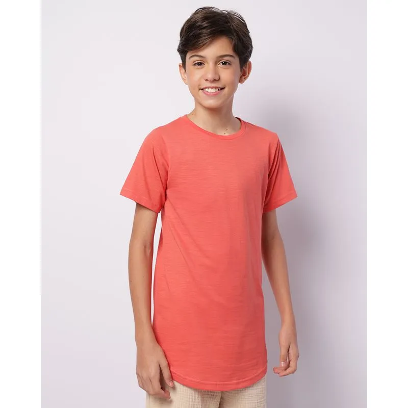 Camiseta Juvenil Flamê Longline Manga Curta Laranja 14